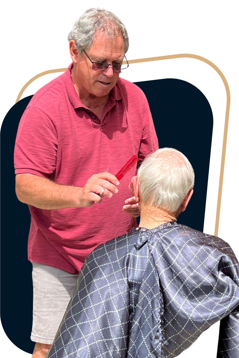 Professional Hairstylist Cutting Hair At home